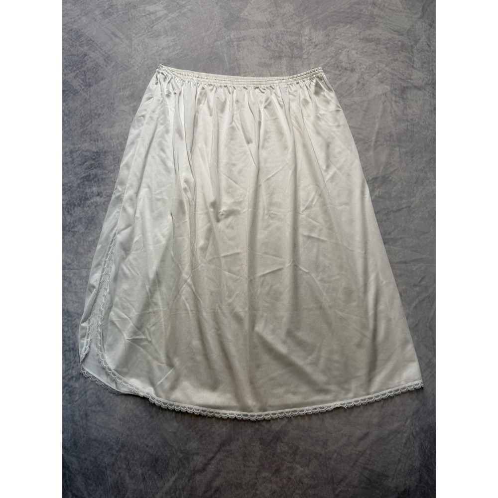 vintage Vanity Fair White Nylon Lace Trim Half Slip Skirt‎ sz M Made in USA